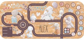 Detský koberec cesta so zajačikmi a menom dieťatka
