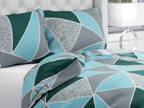 Biante Bavlnené posteľné obliečky Sandra SA-334 Modro-zelené trojuholníky Predĺžené 140x220 a 70x90 cm