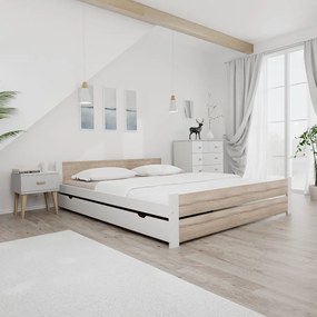Posteľ IKAROS DOUBLE 180 x 200 cm, biela/dub sonoma Rošt: S latkovým roštom, Matrac: Matrac Coco Maxi 20 cm