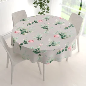 Biante Bavlnený okrúhly obrus Sandra SA-452 Ružové kvety na sivom Ø 40 cm