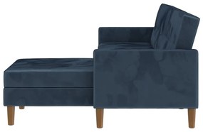 Modrá zamatová rozkladacia rohová pohovka (variabilná) Lilly – Støraa