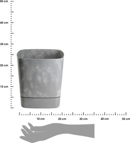 PLASTOVÝ KVETINÁČ CUBI 25X27,5 CM IMITÁCIA BETÓNU SIVÁ