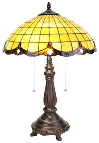 Žltá stolná lampa Tiffany  Elly - Ø 41*57 cm E27/max 2*60W