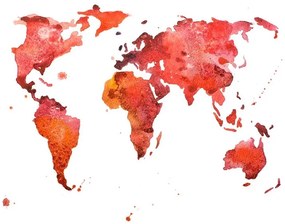 Samolepiaca tapeta kontinenty v červenej farbe - 225x150