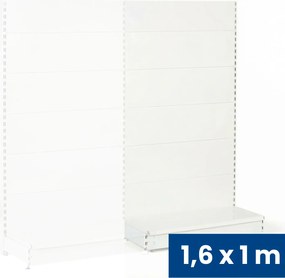 Predajný regál jednostranný, plné steny, 1600 x 1000 x 450 mm, prídavný, biela