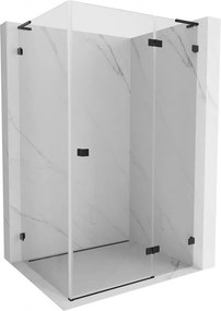Mexen Lunar L, pravý výklopný sprchový kút 75 x 90 cm, číre sklo, čierny profil, 834L-075-090-70-00-P