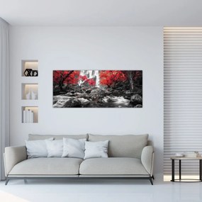 Obraz - Vodopády v jesennej krajine (120x50 cm)