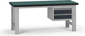 Pracovný stôl do dielne G8, 1800 x 750 x 800 mm, 1x kontejner, 2 zásuvky, grafit