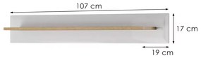 Nástěnná police Nordi 107 cm bílá/dub Riviéra