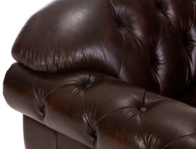 furniture-nabytek.cz - Masívne kreslo Chesterfield Hereford z pravej kože, hnedé – 112×96×94 cm