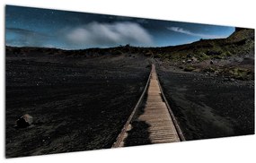 Obraz drevenej cesty za súmraku (120x50 cm)