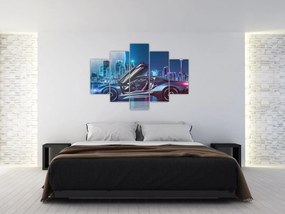 Obraz závodného auta v noci (150x105 cm)