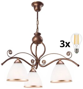 Brilagi - LED Luster na reťazi ANTICO 3xE27/60W/230V bronz patina