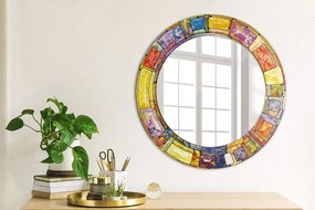 Farebné okno z farebného skla Okrúhle zrkadlo s motívom