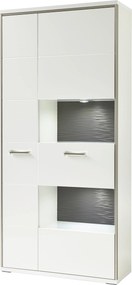 XXXLutz KOMBINÁCIA VITRÍN, sivá, strieborná, biela, biela s vysokým leskom, 94/201/38 cm Livetastic - Sklenené vitríny - 001700020705
