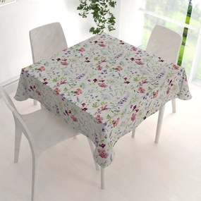 Biante Dekoračný štvorcový obrus PML-098 Lúčne kvietky na smotanovom 90x90 cm