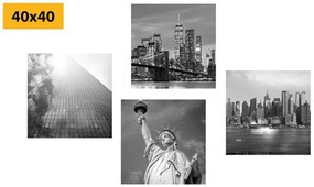 Set obrazov čiernobiely New York Varianta: 4x 40x40