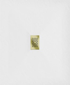 Mexen Hugo, obdĺžniková sprchová vanička SMC 130 x 100 cm, biela, zlatá krytka, 42101013-G