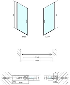 Polysan, ZOOM LINE sprchové dvere 900mm, číre sklo, ZL1290