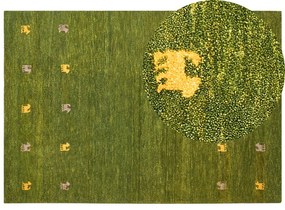 Vlnený koberec gabbeh 160 x 230 cm zelený YULAFI Beliani