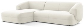 Biela zamatová rohová pohovka (ľavý roh) Moana – Makamii
