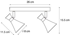 Moderné stropné bodové svietidlo čierne 2-svetelné nastaviteľné - Triangle