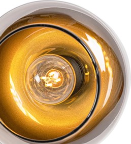 Dizajnové bodové svetlo čierne so zlatom a dymovým sklom 2-svetlo - Kyan