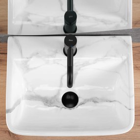 Rea Altea, umývadlo na dosku 455x360x120 mm, biela imitácia kameňa - Cloudy, REA-U9242