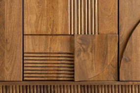 Komoda ART DECO 170cm 3D mangové drevo, údená hnedá