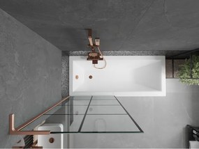 Mexen Next L, 1-krídlová vaňová zástena 80 x 150 cm, 6mm číre sklo-čierny vzor, medený profil, 895-080-000-03-77-65