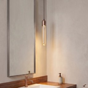 Závesná lampa v štýle Art Deco tmavý bronz s rebrovaným sklom IP44 - Walcott