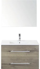 Kúpeľňový nábytkový set Sanox Stretto farba čela tabacco ŠxVxH 81 x 170 x 39 cm s keramickým umývadlom a zrkadlom