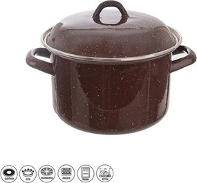 Smaltovaný hrniec s lemom a pokrievkou BROWN 2,5 l
