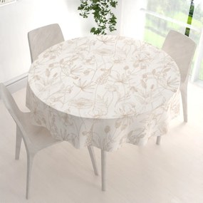 Biante Bavlnený okrúhly obrus Sandra SA-425 Hnedé listy na smotanovom Ø 100 cm