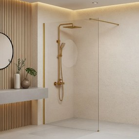 Bezrámová sprchová zástena REA FLEXI GOLD BRUSH 110 cm, zlatá kartáčovaná/transparent - bez vaničky