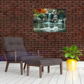 Sklenený obraz - Ázijské jazierko (70x50 cm)