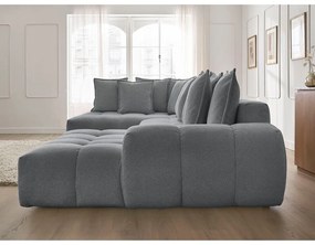 Tmavosivá ženilková rozkladacia/s úložným priestorom rohová pohovka (ľavý roh/do tvaru "U") Everest – Bobochic Paris