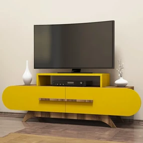 TV stolík/skrinka Dolphie (Orech + Žltá). Akcia -17%. Vlastná spoľahlivá doprava až k Vám domov. 1071870
