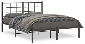 Kovový rám postele s čelom čierny 135x190 cm 355560
