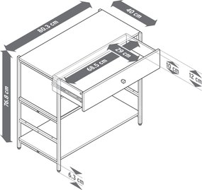 Komoda »GRADE« s 2 zásuvkami, sivá