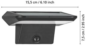 Eglo 48944- LED solárne nástenné svietidlo so senzorom PORRASSA LED/20W/3,7V IP44