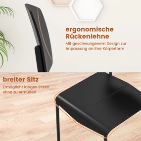 Jedálenská stolička Sada 4 stoličiek Kuchynské stoličky s operadlom Stohovateľné kuchynské stoličky farebné Barva: Čierna