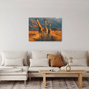 Obraz - Žirafy na pastvine (70x50 cm)