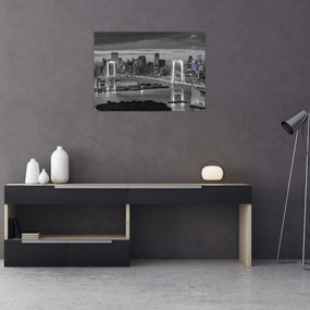 Obraz - Veľkomesto s fialovou vežou (70x50 cm)