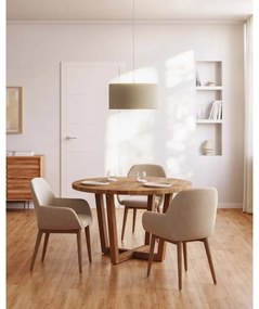 Béžové čalúnené jedálenské kreslo s podrúčkami Konna – Kave Home