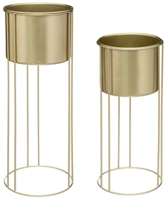 KOVOVÝ KVETINÁČ SO STOJANOM MAX GOLD SADA 2KS 58X21,5 CM+41,5X18,5 CM ZLATÁ