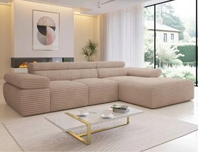 Béžová rohová sedačka Stilio s elektrickým rozložením a funkciou spania