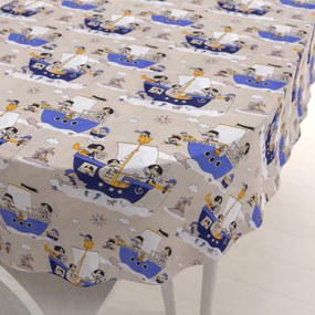 Biante Detský bavlnený oválny obrus Sandra SA-022 Piráti na mori 100x140 cm