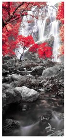 Fototapeta na dvere - Červený ker s vodopádom (95x205cm)