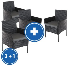 Záhradné kreslo Solano 3 + 1 ZADARMO, čierna